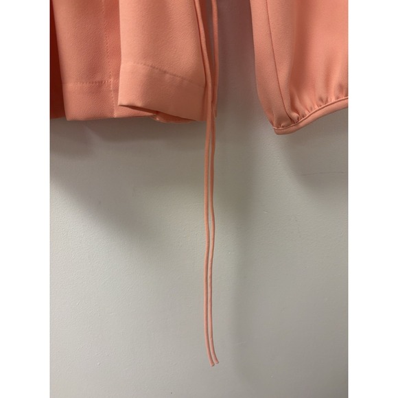 J. Crew Peach Faux Wrap Blouse w/Tie Size 12P Spring Office Careerwear Business - Picture 5 of 10